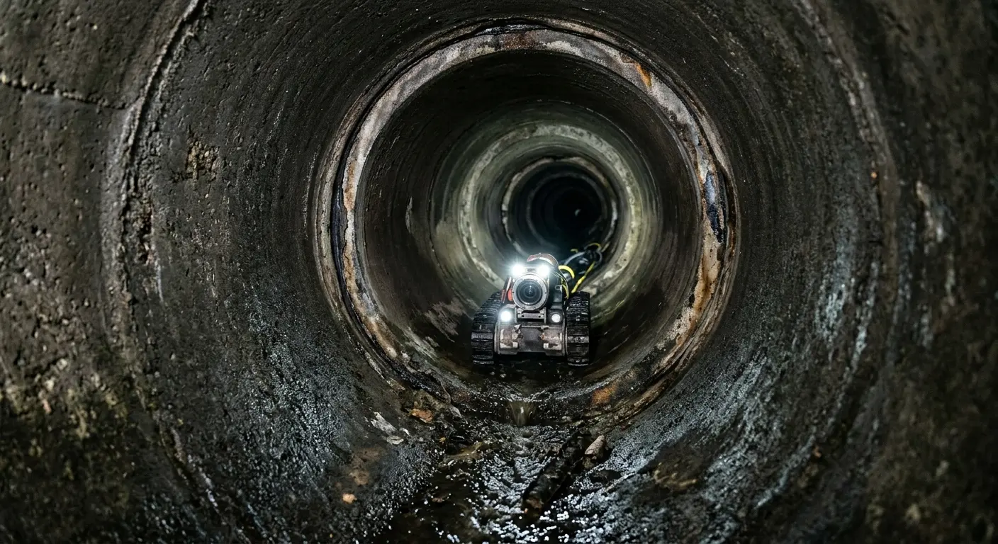 Robotic sewer camera inspecting pipe interior for Drain Snake Service in Polk City